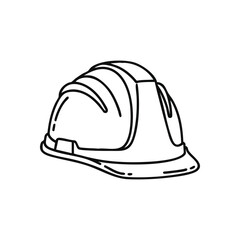 White Safety Hard Hat Illustration. A simple sketch of protective headwear, symbolizing security and diligent labor in industrial or construction environments. Ideal for safety awareness.