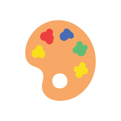 Fototapeta premium Artistic Color Palette Flat Design. A simple yet vibrant graphic of an artists tool, filled with bright hues. Represents creativity, imagination, and artistic expression.