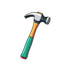 Colorful Construction Hammer Graphic. A lively digital drawing of a hand tool with a unique handle design, representing DIY projects, repairs, and building progress.