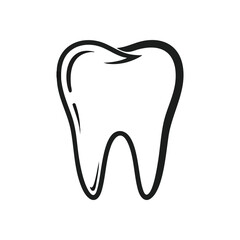 Minimalist Dental Tooth Illustration. A refined, clear contour of a healthy molar, ideal for medical designs. This elegant graphic symbolizes proper oral care and dental health.
