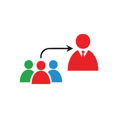 Leadership and Business Delegation. Visualizing a lead professional assigning responsibilities to associates. This graphic represents efficient work distribution, career progression, and.