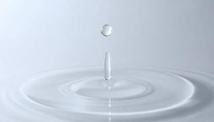 Water Drop Impact: A solitary water droplet descends and creates ripples, signifying purity and tranquility in its wake. 