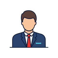 Businessman Avatar. Stylized depiction of a male professional in a blue suit with a red tie. This abstract image symbolizes corporate identity, leadership, and user accounts.