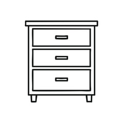 Minimalist Three Drawer Dresser. A clean, artistic depiction of a furnishing item for bedroom or office storage, featuring multiple pull-out sections for neat organization.
