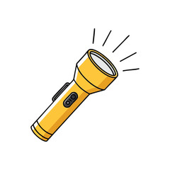 Bright Yellow Flashlight Icon. A vibrant portable illuminator shines against a dark background, symbolizing guidance, safety, and hope in obscurity. Essential for emergencies or exploration.