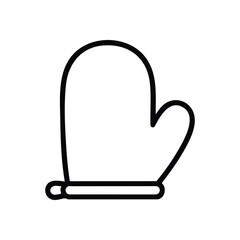 Oven Mitt Cooking Icon. A stark white representation of a protective kitchen handwear, signifying heat resistance and crucial culinary safety. Optimal for food preparation artwork.