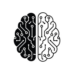 Digital Brain and AI Circuitry Concept. This striking illustration merges human intellect with advanced computing. It symbolizes artificial intelligence, machine learning, and technological thought.