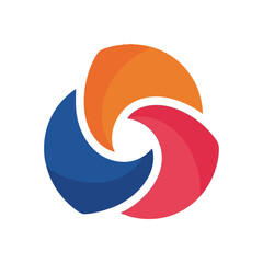 Vibrant Abstract Flow Symbol. This colorful graphic features three interwoven forms, depicting continuous motion, unity, and partnership. Excellent for themes of progress or cycles.