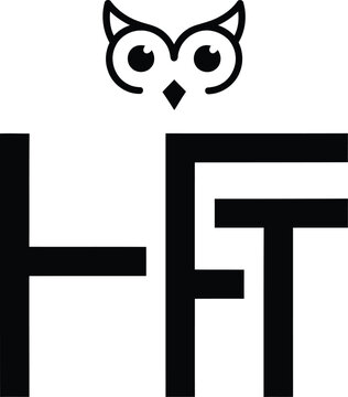 Stylized owl above bold hft letters logo