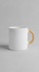 Fototapeta premium Vertical Portrait Minimalist White Mug with Wooden Handle - Aesthetic Wallpaper Design