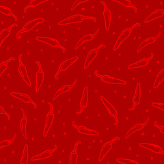 Chili Pattern Seamless Doodle Drawing Illustration Vector Background