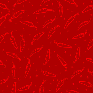 Chili Pattern Seamless Doodle Drawing Illustration Vector Background