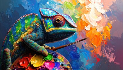 Colorful chameleon artist