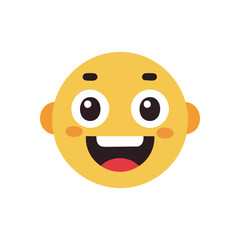 Delighted Smiling Icon. This vibrant yellow avatar depicts pure elation and merriment. Its wide grin and expressive eyes convey immense amusement and cheerful emotions. Ideal for positive designs.