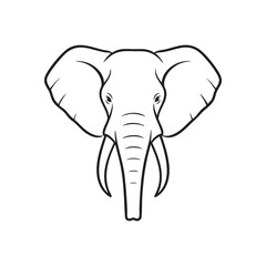 Majestic Elephant Head Illustration. This bold graphic depicts the regal visage of a powerful pachyderm. Its iconic silhouette symbolizes strength and wisdom, standing out against a dark backdrop.