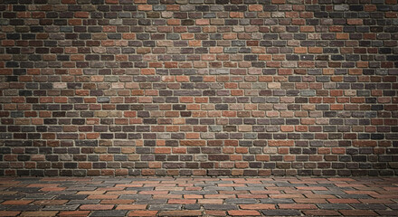 Rustic brick wall backdrop with textured surface for commercial design and creative projects