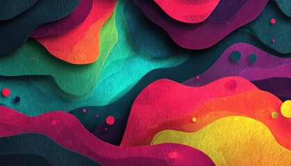 Abstract layered shapes in vibrant colors