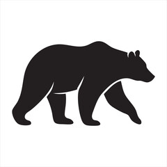 Fototapeta premium A striking black silhouette of a grizzly bear in profile, showcasing its powerful build and distinctive hump