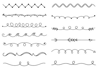 Fototapeta premium Collection of Hand Drawn Line Borders and Dividers Decorative Elements for Design and Embellishments Beautiful and Simple