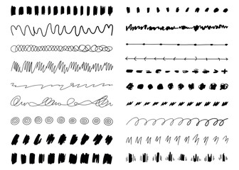 Fototapeta premium Collection of Hand Drawn Doodle Lines and Dividers A Variety of Sketchy Text Separators and Embellishments for Creative Designs