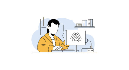 Professional engaging with technology, symbolizing productivity, remote work, online learning, or digital business solutions.