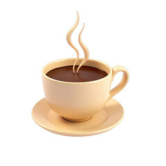 A cup of coffee steaming in a light beige mug.