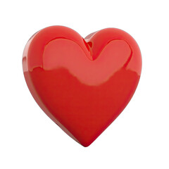 Polished red heart shape on a black background.
