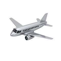 Silver airplane on a black background.