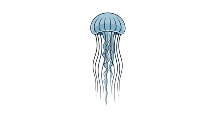 Elegant Jellyfish Illustration with Delicate Tentacles and Soft Blue Hue, Ideal for Marine Biology Education, Children's Books, or Underwater Themed Design Projects