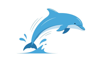 Obraz premium Playful Dolphin Leaping from Water, a Cheerful Vector Illustration for Children's Books and Educational Marine Life Resources.