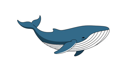 Cartoon Blue Whale Illustration for Children's Books, Educational Materials, and Conservation Awareness Campaigns with Simplified Design and Clear Visuals