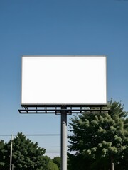 Fototapeta premium Blank billboard ready for your impactful advertising message against a clear blue sky