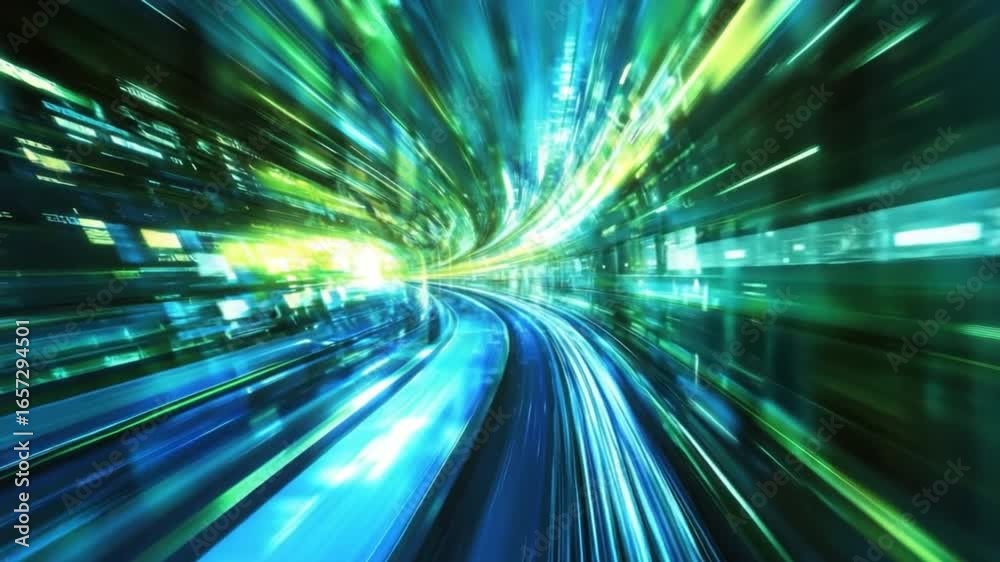 Wall mural abstract light trails creating dynamic motion illusions in a futuristic cityscape environment at nig