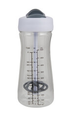 Measuring bottle with scale cut out isolated transparent background.