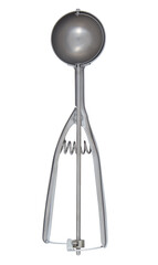 Stainless steel ice cream scoop cut out isolated transparent background