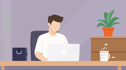 Person working on laptop in a modern office or home workspace, representing remote work, online business, and productivity.