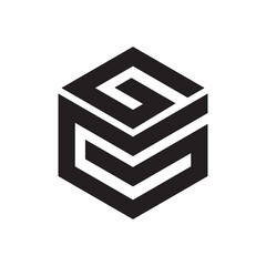 hexagonal GG initials design logo