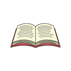Open book on a white background. Color stylized illustration. Vector graphics.