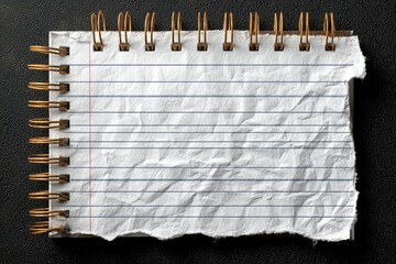 Empty, crumpled spiral notebook page