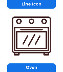 Oven Icon, Kitchen Appliance Minimalist Vector Illustration, Cooking Equipment Outline Graphic, Baking Tool Symbol, Food Preparation Design