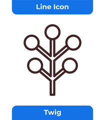 Line Twig Icon, Plant Branch Minimalist Vector Illustration, Nature Element Outline Graphic, Tree Symbol Design, Decorative Organic Drawing
