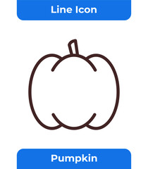 Pumpkin Icon, Autumn and Fall Season Element, Nature and Harvest Symbol, Vegetable and Holiday Object, Simple Lineal Vector Illustration