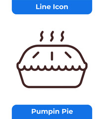 Pumpkin Pie Icon, Autumn and Thanksgiving Dessert, Sweet and Hot Food, Bakery and Holiday Symbol, Simple Lineal Vector Illustration