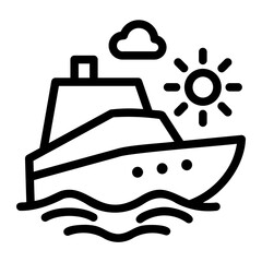 cruise ship Line Icon
