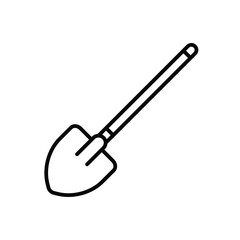 Simple Line Art Shovel for Gardening or Construction Use in Black and White