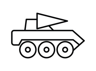 Minimalist Outline of Armored Military Vehicle with Missile Launcher