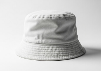 Classic white bucket hat on a clean white background