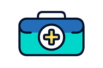 Obraz premium Colorful doctor's medical bag icon, a first aid kit symbol for healthcare services