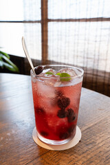古民家カフェで飲むブルーベリービネガーソーダ