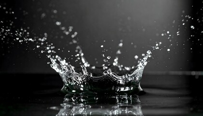 Water splash on dark surface